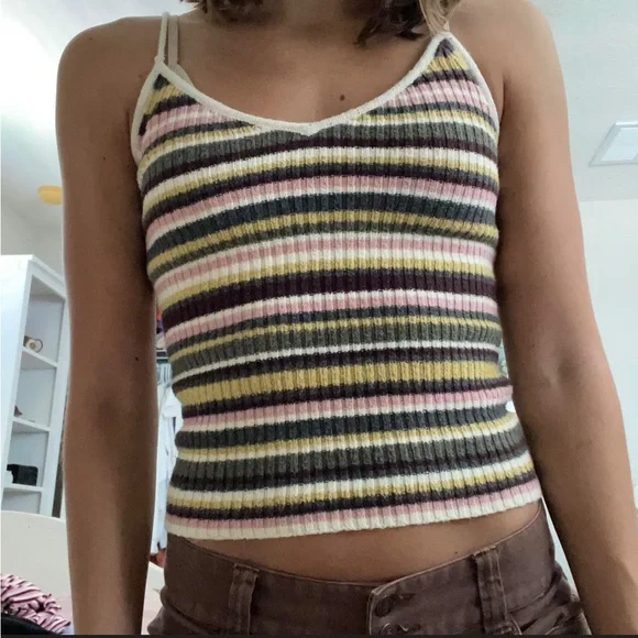 American Eagle Knit Stripe Sweater Vest Tank - Picture 1 of 6